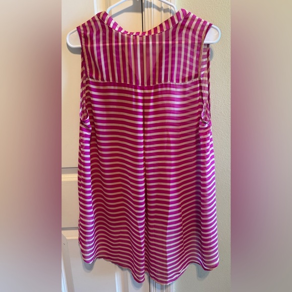 Gianni Bini Striped Women’s Sleeveless Sheer Top Blouse Sz L - Picture 8 of 11